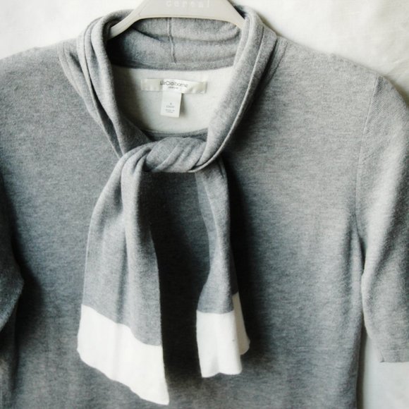 Short Sleeved Sweater Top with Scarf Tie - Picture 2 of 5